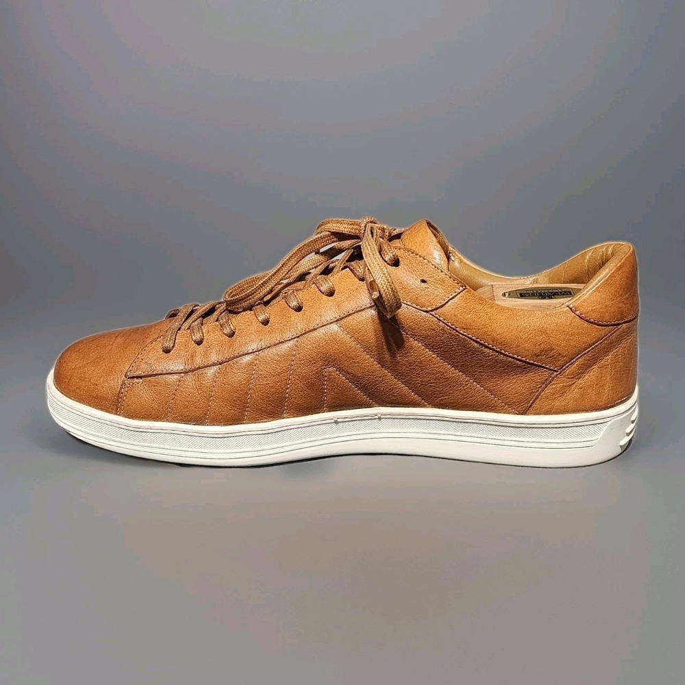 M. Gemi Mens 12 Italian Leather Quilted Sneakers Tan Eu 45 - Picture 7 of 11